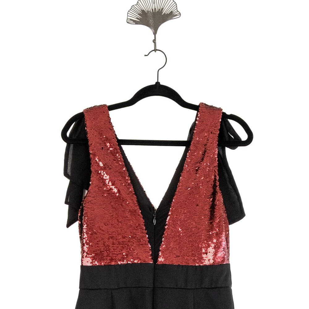 Harlyn Sequin Top Jumpsuit with Bows Women's Black and Red $182 - Size XS - Picture 6 of 14